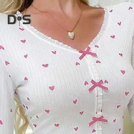 Set de pijamale cu finisaje din dantelă pentru femei, cu mânecă lungă, cu decolteu în V, cu nasturi în față, pantaloni de lungime întreagă, haine de noapte, haine de noapte