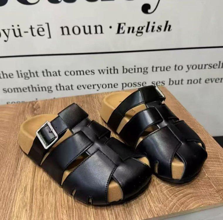 Hausschuhe für draußen Sandalen mit dicker Sohle Sommer 2025 neu vielseitig gewebt Retro Big Head Bag Head Sandalen Damen