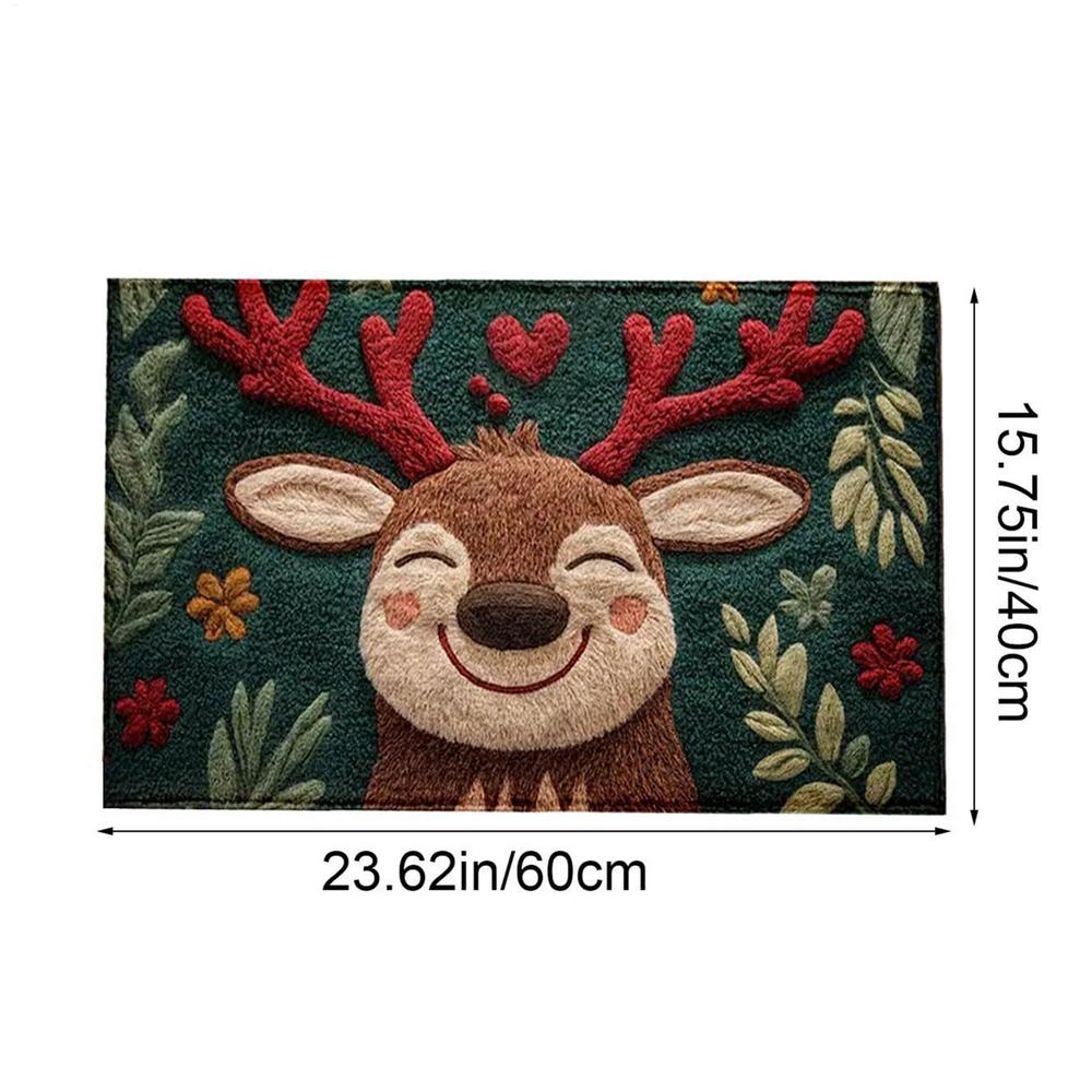 

Christmas Elk Door Mat 23.6 X 17.5 Inch Soft Washable Cute Christmas Doormat Kitchen Bath Elk Welcome Mat for Porch Entrance красный