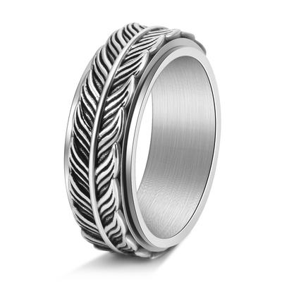 Herren Coole Ringe Fischschwanzform Drehbarer Metall Spinner Fidget Anti Stress und Angst Ring Vintage Schmuck 2025