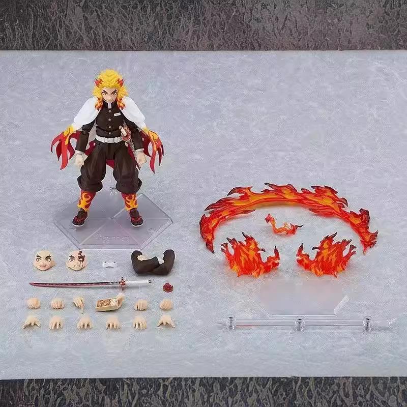 Figma Anime Action Figure Set - Zenitsu Agatsuma Kamado Tanjiro Nezuko & Kyojuro Rengoku Collectible Models with Moveable Joints