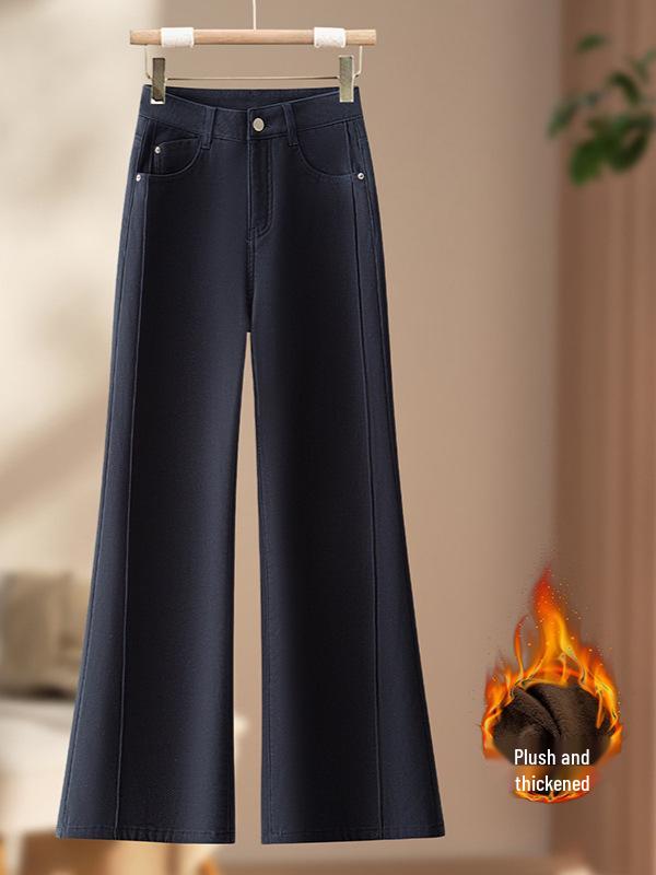 Chic High-Waisted Micro-Elastic Wide-Leg Pants - Women's 2026 Spring/Winter, Slimming, Warm, Loose, and Thickened.