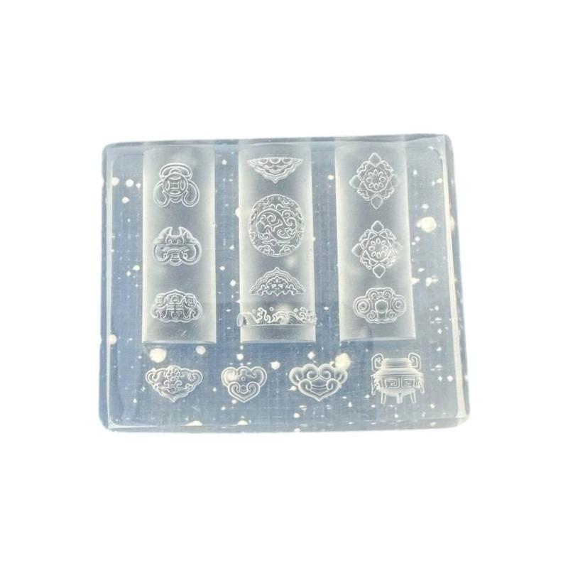 Reusable Nail Charm Silicone Mold For Chinese Emboss 3D Nail Art Creations And Creative Nail Embellishments