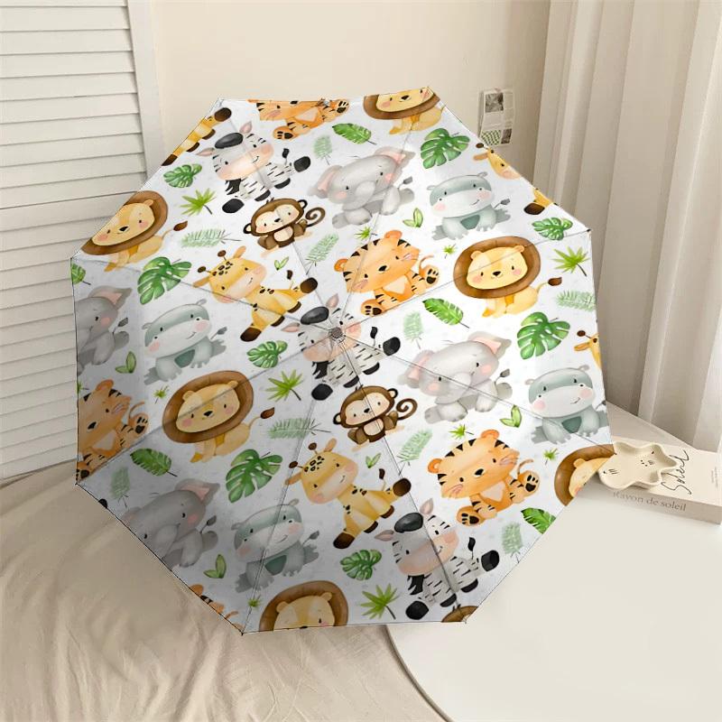 

1PC Safari Animals Umbrella-8-Rib Reinforced Portable Folding Travel Suitable for All Seasons Outdoor Daily Use-G386
