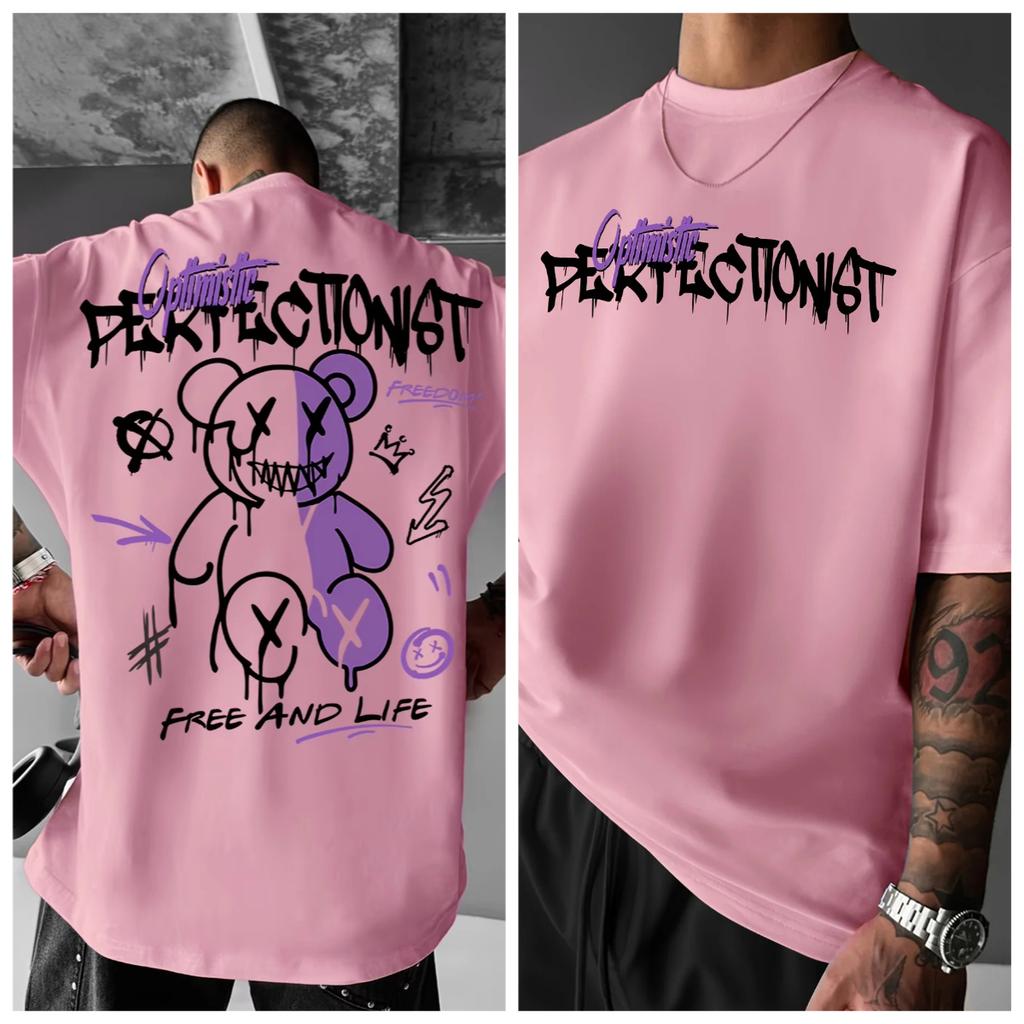 Men's Summer Casual Everything Cotton Fashion Casual Sports Loose American Street Letter Print Round Neck Short-sleeved T-shirt