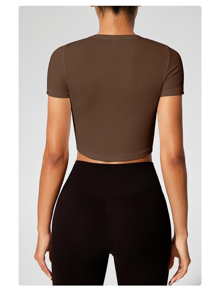 Women's Seamless Sports Top: Breathable, Short Sleeve Yoga and Running T-Shirt for Summer Fitness