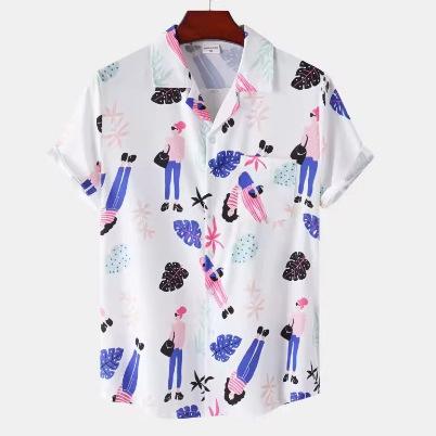 Summer Rainbow Men's Vacation Lapel Kamisa Oversized Hawaiian Shirt 3D Printed Fashion Men's and Women's Beach Short