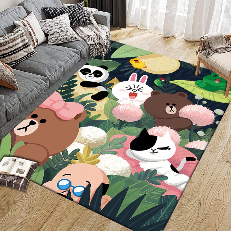 LINE FRIENDS Cute Style Square Area Rug, Non-Slip Floor Mat for Living Room, Perfect Gift for LINE FRIENDS Fans.chl