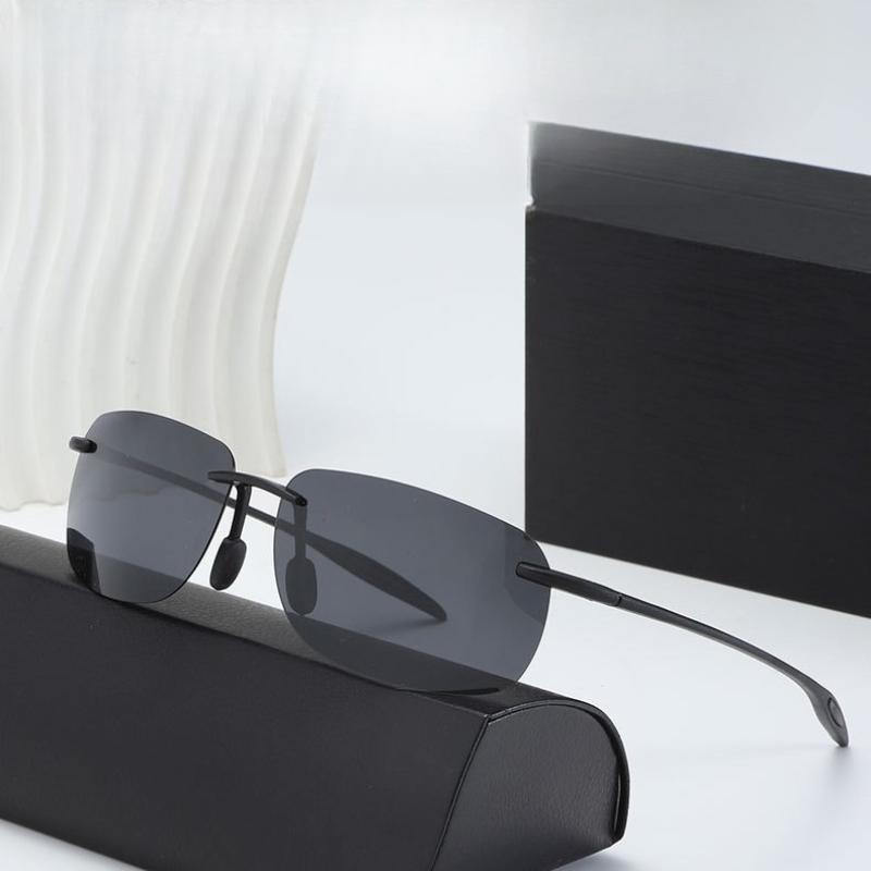 New Men Classic Sports Rimless Sunglasses Men Women Male Driving Golf Rectangle Ultralight Frame Sun Glasses UV400