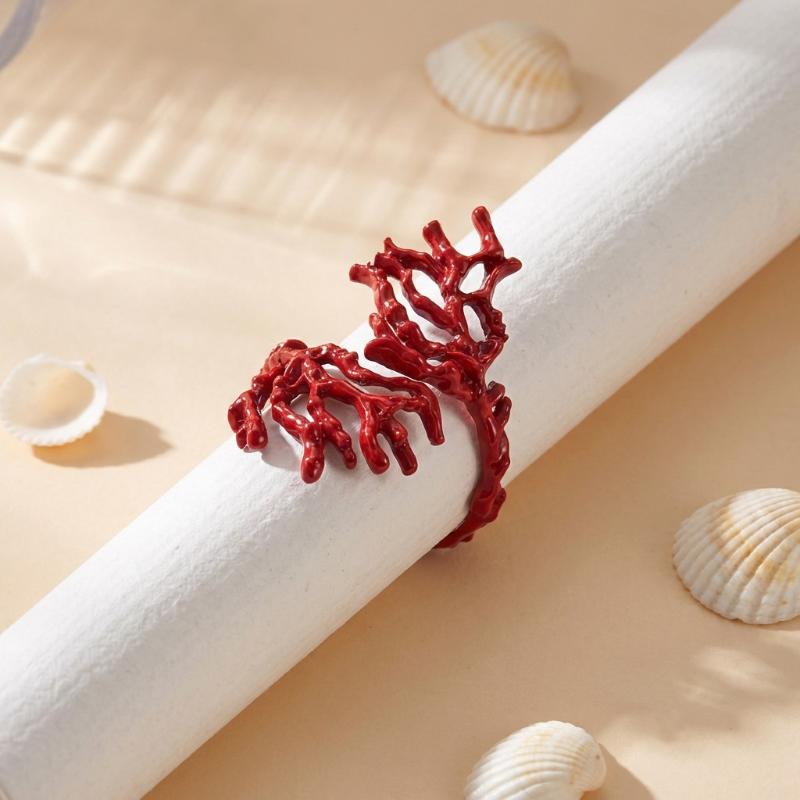 Women Irregular Coral Design Rings Bold Punk Statement Fashion for Night Events