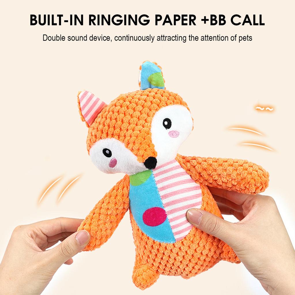 Durable Squeaky Dog Toy Fox Shaped Plush Puppy Chew Interactive Pet Gift for Small To Medium Dogs