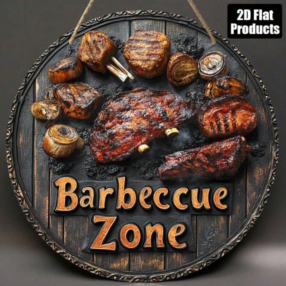 Vintage Metallwand Schild BBQ Küchen Dekoration 20cm Rund Blech Poster