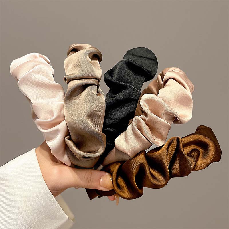 Bentițe de Păr la Modă pentru Femei, Accesorii de Păr, Lată, Lunetă, Satin, Cerc de Păr, Bentițe Pliate, Culoare Solidă, Elastice de Păr Mătăsoase, Accesorii de Păr