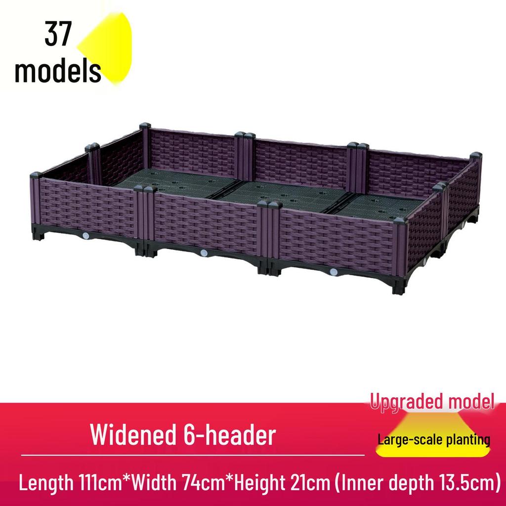 Outdoor Flower & Vegetable Planter: Large Rectangular Plastic Box for Balcony & Rooftop Gardening