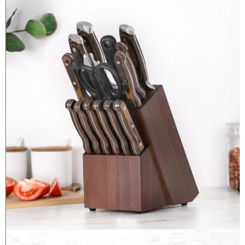 1pc Kitchen Cutter Storage Holder Solid Wood Cutter Rack Home Desktop Cutter Storage Rack Stable Cutter Holder