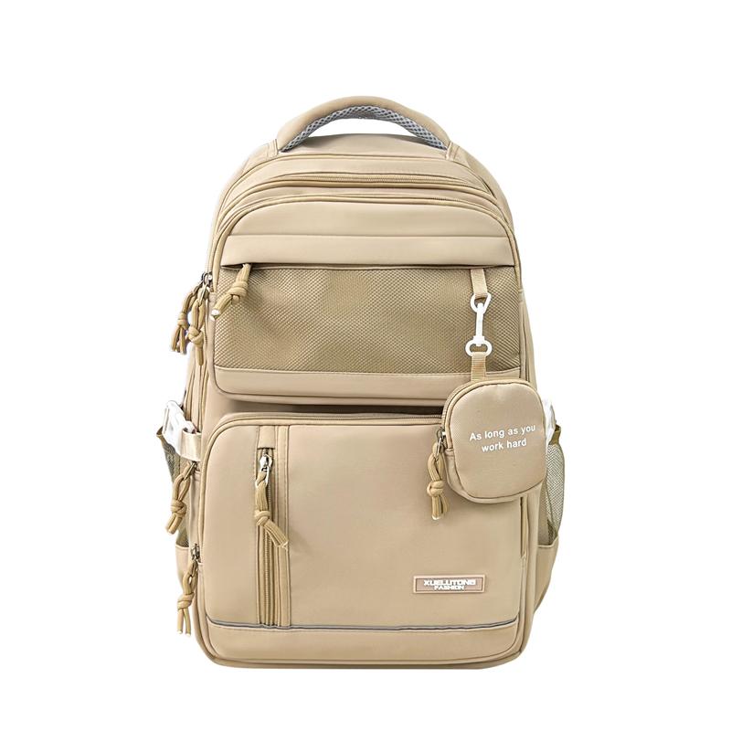 Large Capacity Student Schoolbag Solid Color Backpack