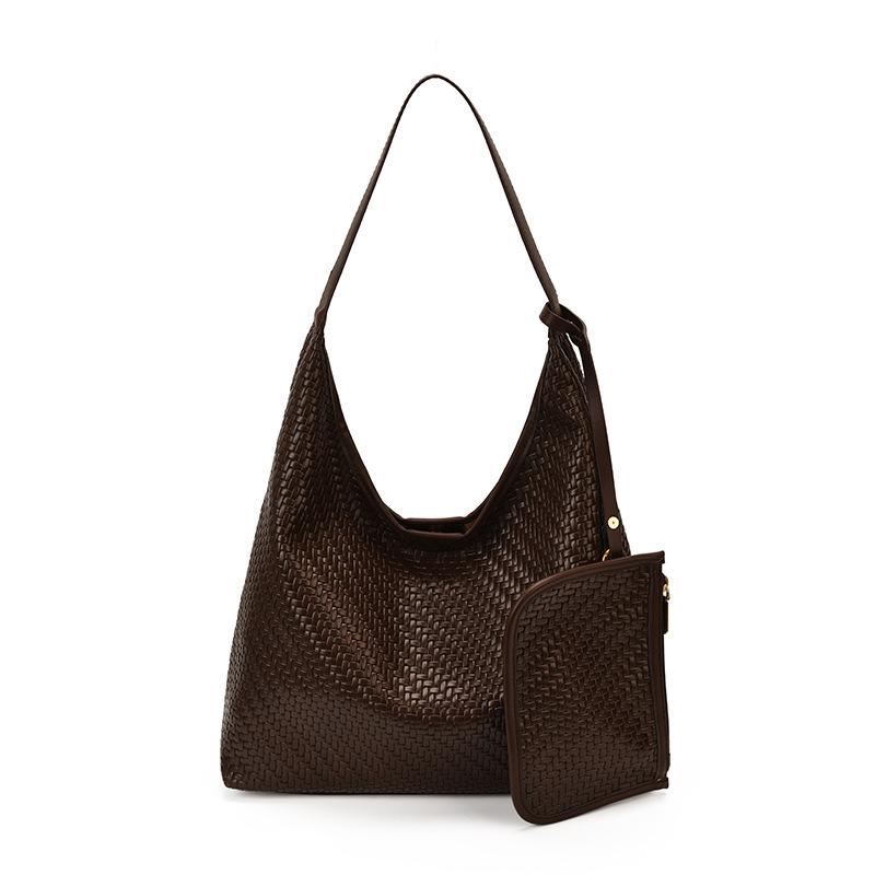 New Casual Retro Large-Capacity Tote Bag Women'S Popular Versatile Foreign-Style Woven Bucket Bag Shoulder Women'S Bag