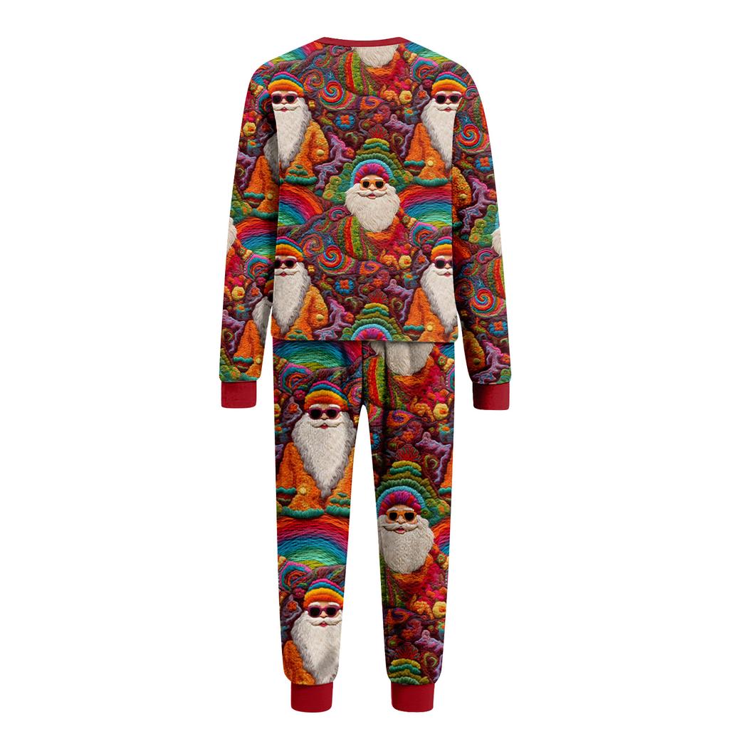 Matching Family Christmas Print Flannel Homewear Set Long-Sleeve Top And Pants