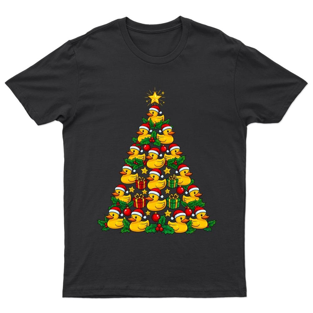 Rubber Ducks Christmas Tree TShirt Unisex Gift Retro Funny Christmas Ducks Graphic Shirt New Year Streetwear Gift Men Clothing