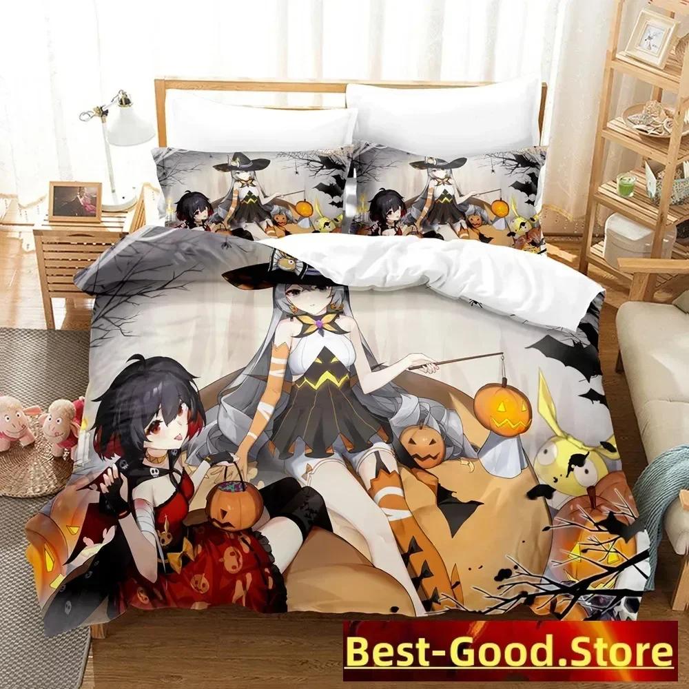 Honkai Impact 3 Bedding Set Printed Bed Set With Pillowcase Bed Duvet Cover Soft Single Double Queen Super King Size Bedroom