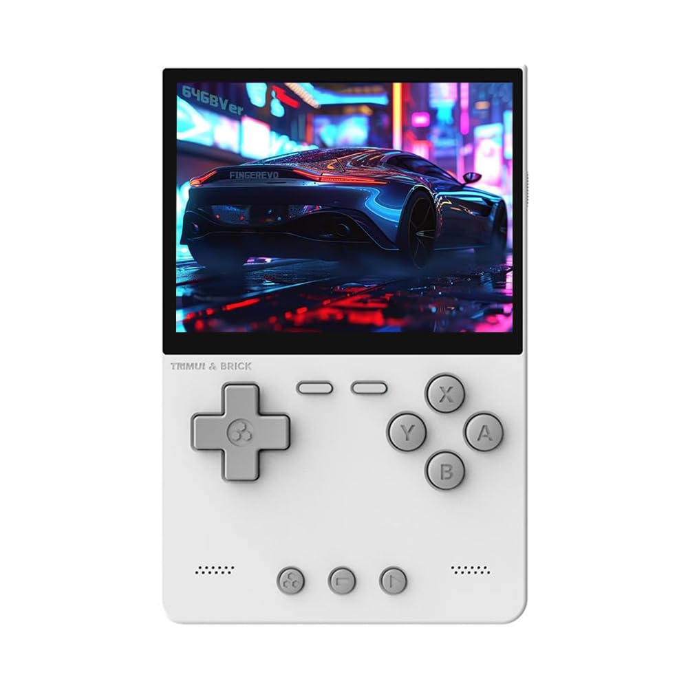 Whatsko Trimui Brick Retro Handheld Gaming Console A133plus Open Source Linux System IPS Screen RGB Backlight 64GB 3000mAh High Capacity White