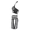 European and American Jacquard Color-Block Bandage Halter Crop Top & Hip-Hugging Skirt Two-Piece Set for Women
