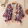 ZANZEA Women Casual V-Neck Loose 3/4 Sleeve Print Cover Up Blouse