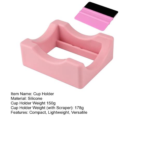 Silicone Cup Holder Tray with Built-in Slot for Crafts Small Flexible Stand for Vinyl Decals Mug Decorating Accessory