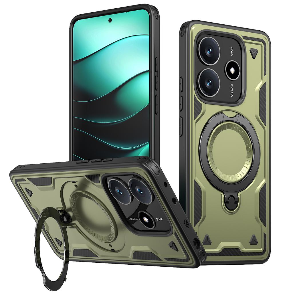 Armor Shockproof Case For Xiaomi Redmi Note 14 4G Global 163.3mm EU 164.8mm 360° Rotating Magnetic Stand TPU Plastic Phone Cover