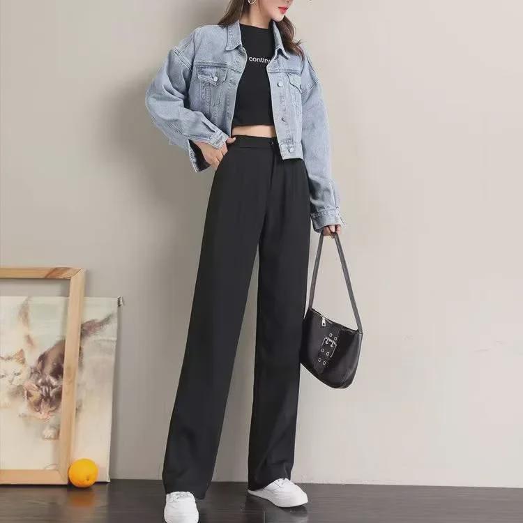 Herbst 2023 Damen High-Waist Wide-Leg Hosen im koreanischen Stil – Modisch, vielseitig und stilvoll.