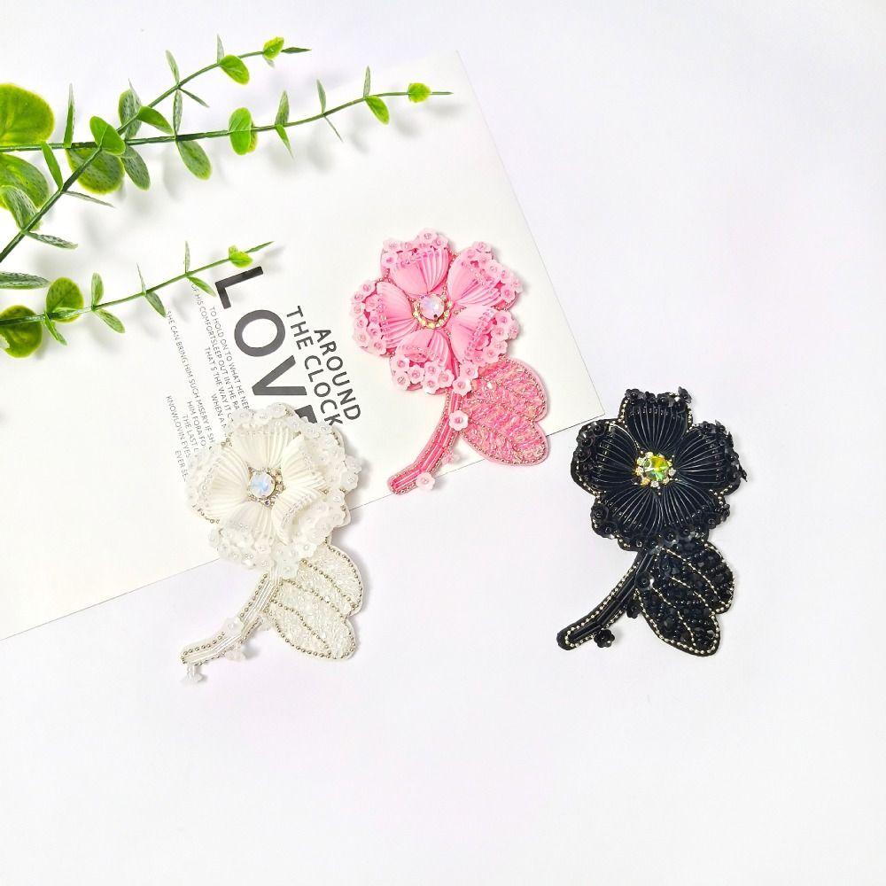 Embroidered Flower Flower Applique Handmade Clothing Ornament Exquisite Beaded Patch  DIY