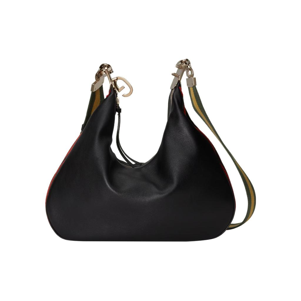 Gucci Attache Series Gold Hardware Detachable Woven Shoulder Strap Leather Crossbody Bag Large Women bags Black 702823-UXWBG-1037