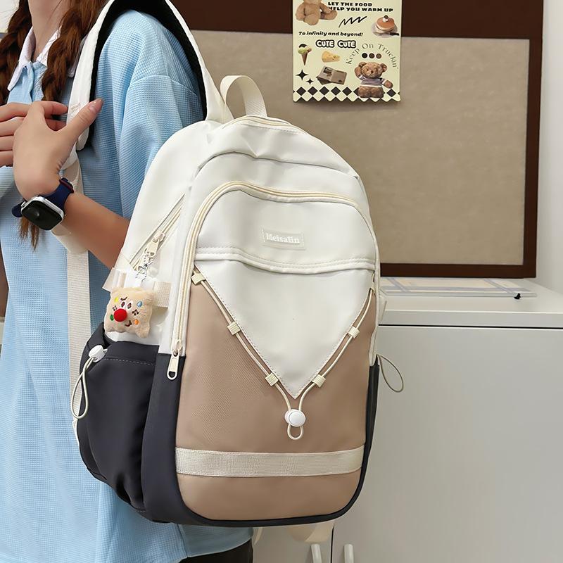 College Student Schoolbag Women's New Fashion Color Matching Computer Backpack Japanese Large-capacity Junior High School Backpack