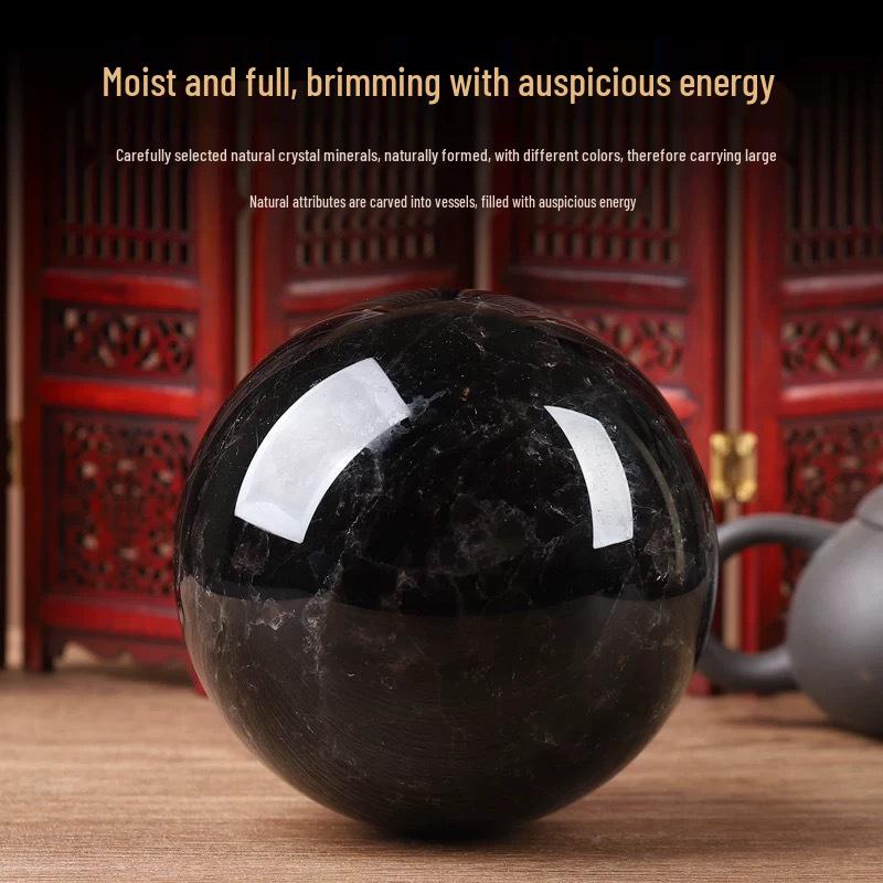 Obsidian Crystal Ball Ornament for Home or Office - Water Element Décor & Gift
