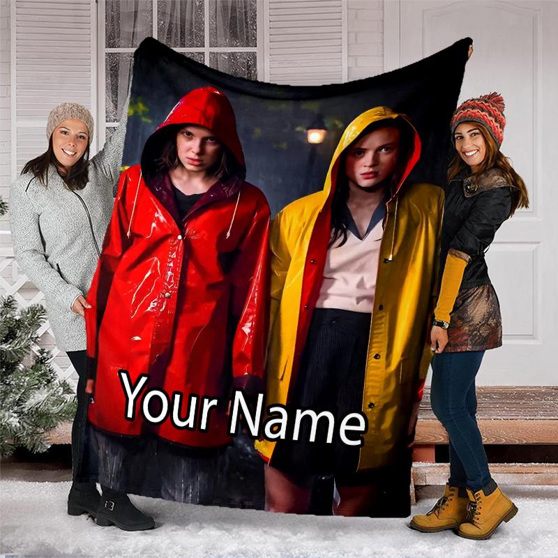 Custom Name Stranger Things Theme Printed Blanket - Perfect for Couch, Bed, Travel & Outdoor Use | Machine Washable, Cozy & Durable.