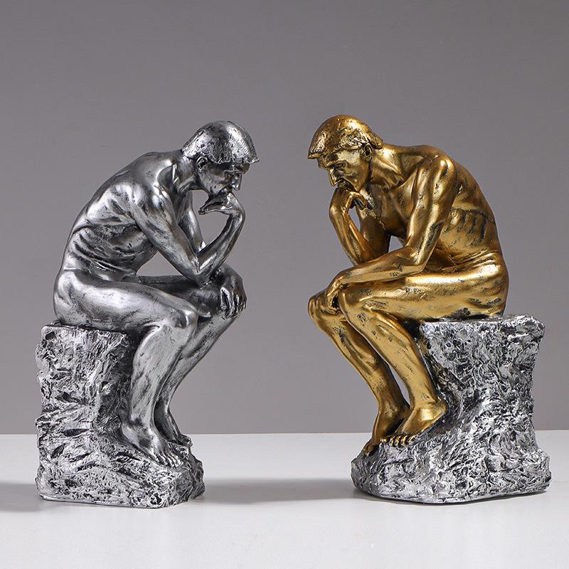 European Style Thinker Sculpture: Creative Ornament for Bookcases and Wine Cabinets