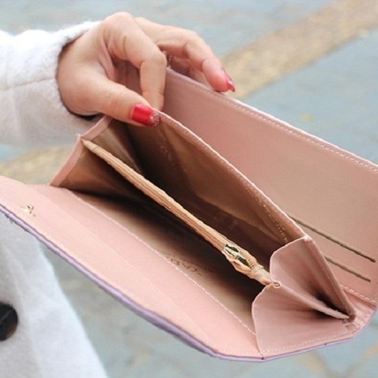 Pu Lady Faux Leather Long Purse Clutch Wallet Card