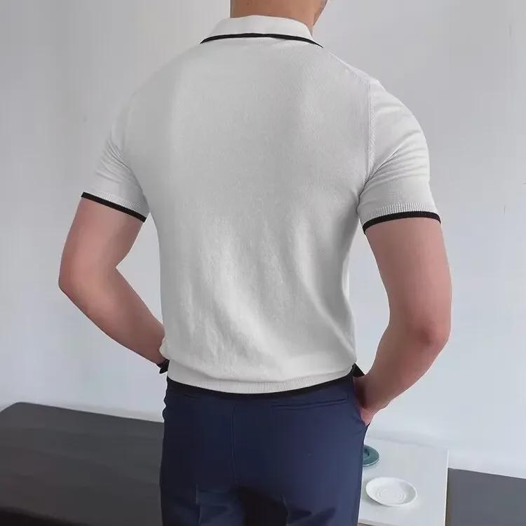 Men's Summer Slim Fit Ice Silk Polo - Short Sleeve, Pure Color, Casual Korean Style