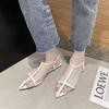 Fashion Women Fashion Sandals Thin Low Heels Pointed Open Toe Ankle Strap Dress Shoes Solid Color Summer Ladies Thin Low Heels Sandals