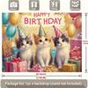 Party Backdrop Kittens Adorable Trio Balloons Festive Celebrations Photo Booth Decor Birthday Party Decor