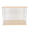 Clear   Display Case Plastic Display Box for Collectibles Doll Home Storage Organizing Toys Wood Base 14.3x8.7 .7in