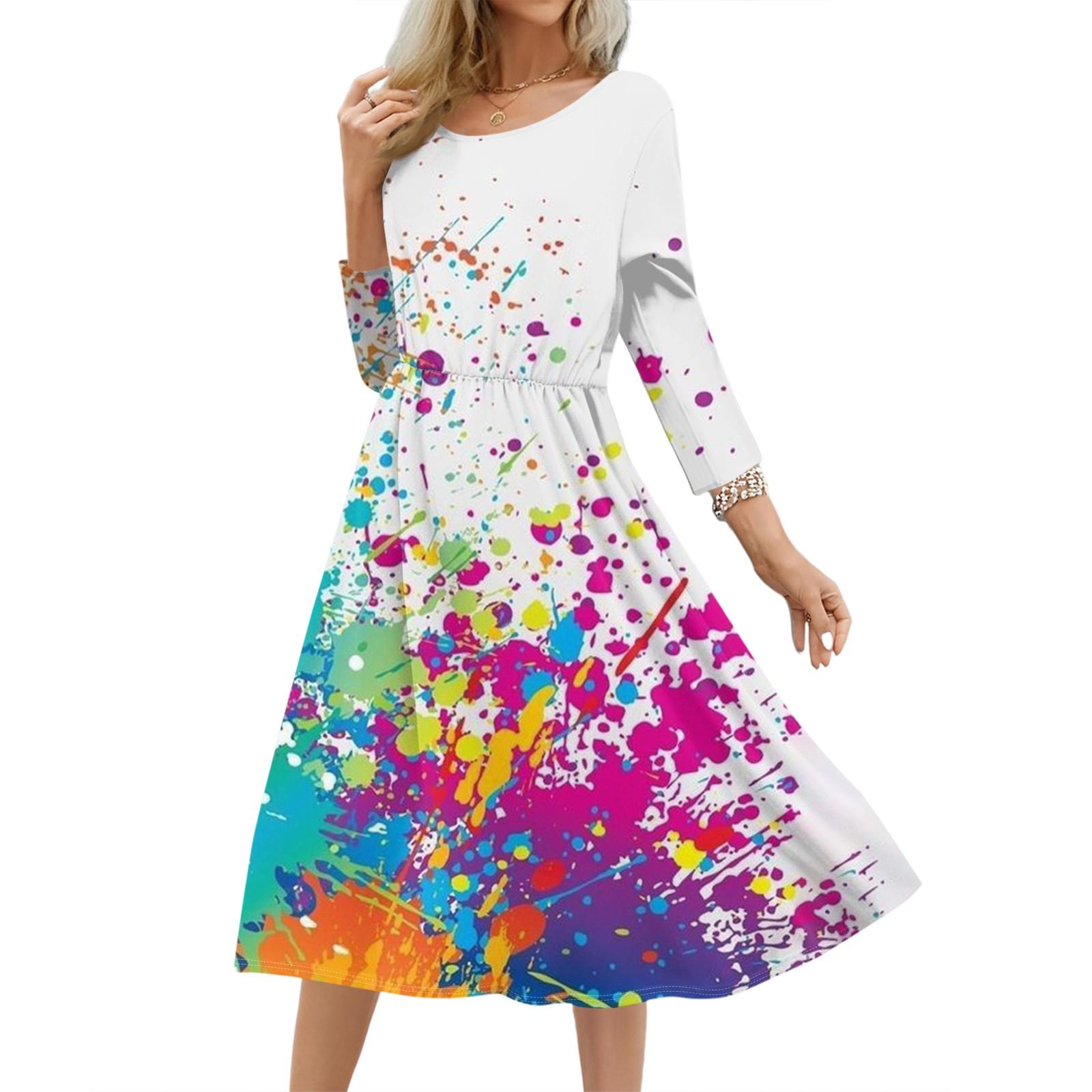 

Женское модное цветочное свободное платье XL фиолетовый