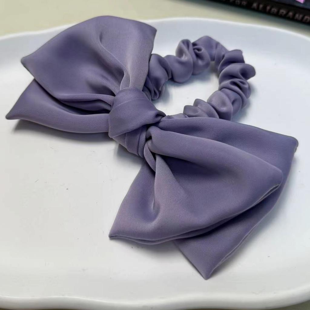 Cute Bowknot Hairties Scrunchies for Girls Acetate Cotton Hair Accessories for Pony Hair Double_layered Hair Bow Elastic Bands