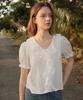 DEHEVE Puff Sleeve Ruffle Blouse [Ivory]