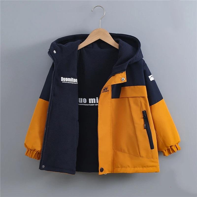 Giacca Reversibile Foderata in Pile per Bambino Invernale Doppia Faccia con Cappuccio Antivento Impermeabile Calda Giacca da Esterno Per