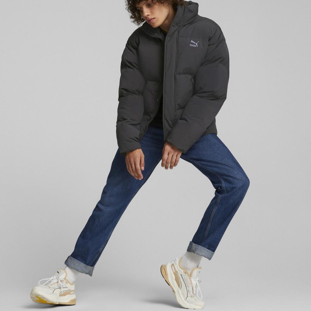 Puma Logo Embroidered Zipper Stand Collar Cotton Jacket Men Jacket Black 535573-01