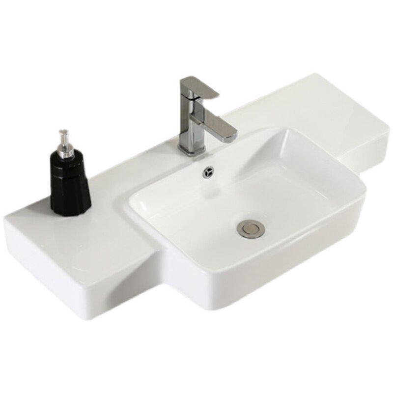 88 cm Wall-Mounted Ceramic Washbasin for Bathroom or Balcony