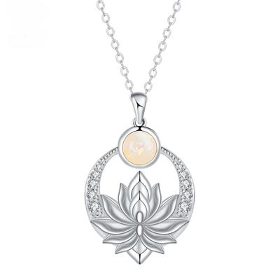2026 New Lotus Opal Necklace - Minimalist Water Drop Pendant Chain with Copper & Zirconia Stone for Women