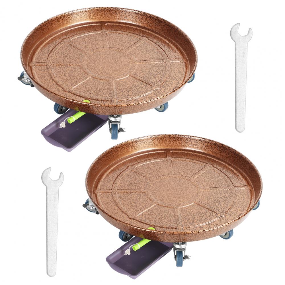 

2 шт. 20 дюймов подвижный держатель для цветочного горшка с дренажным устройством прочный утолщенный колесный мобильный поддон для растений подставка поддон для сада дома