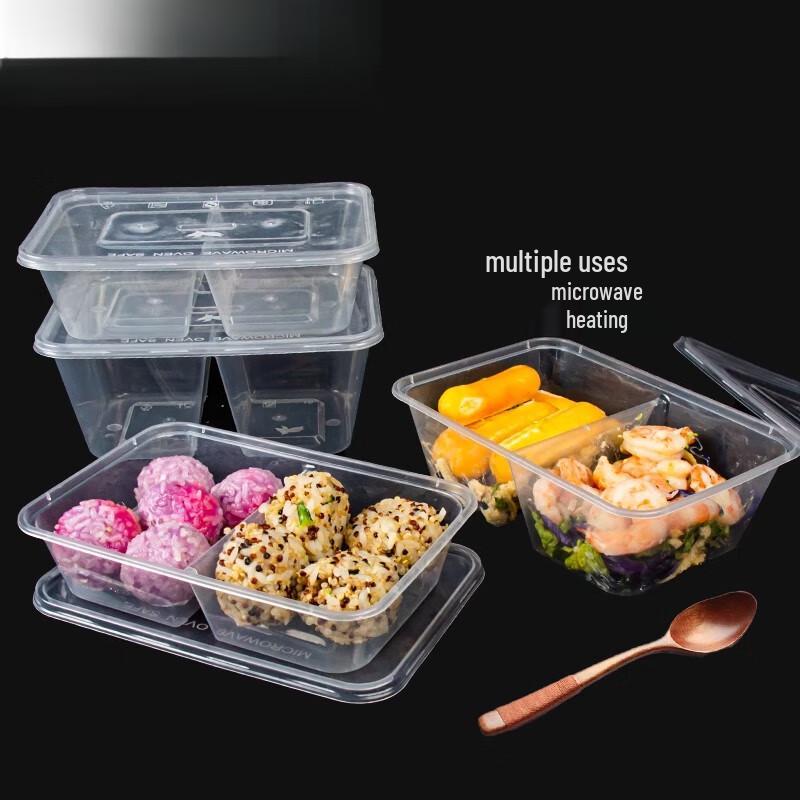 Disposable Double-Compartment Plastic Food Containers